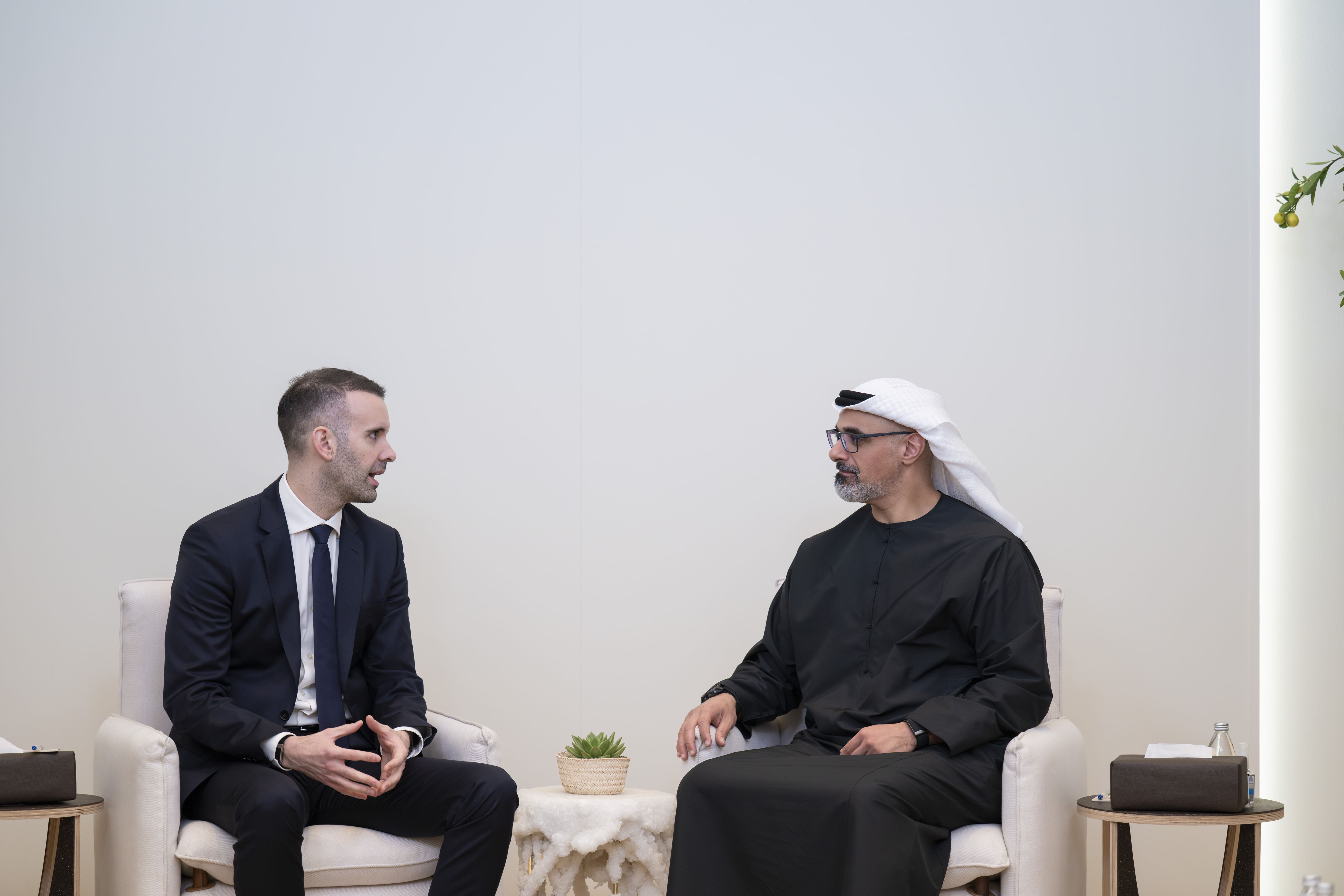 Khaled bin Mohamed bin Zayed meets Prime Minister of Montenegro at World Governments Summit