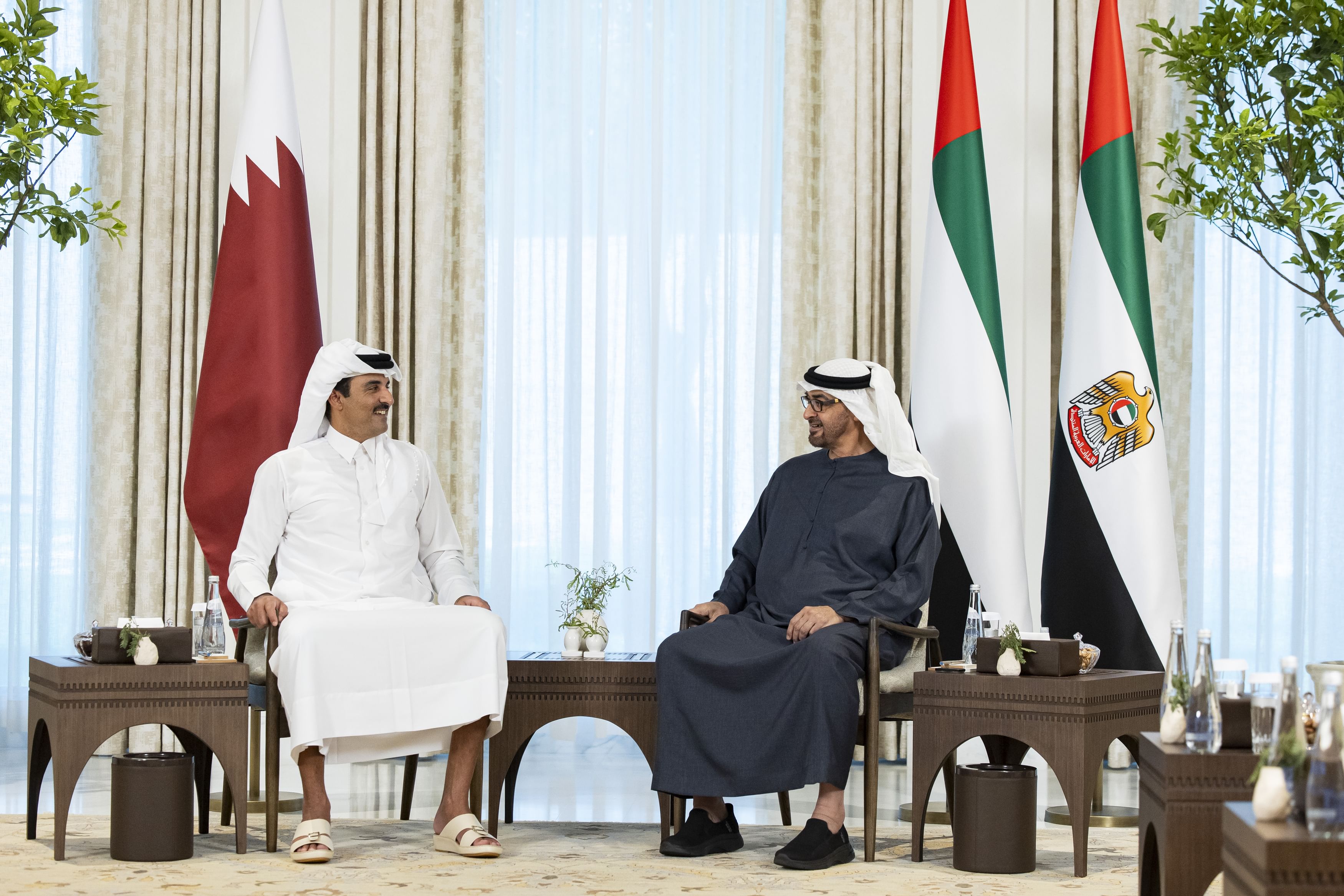 UAE President, Emir of Qatar discuss fraternal relations in Abu Dhabi