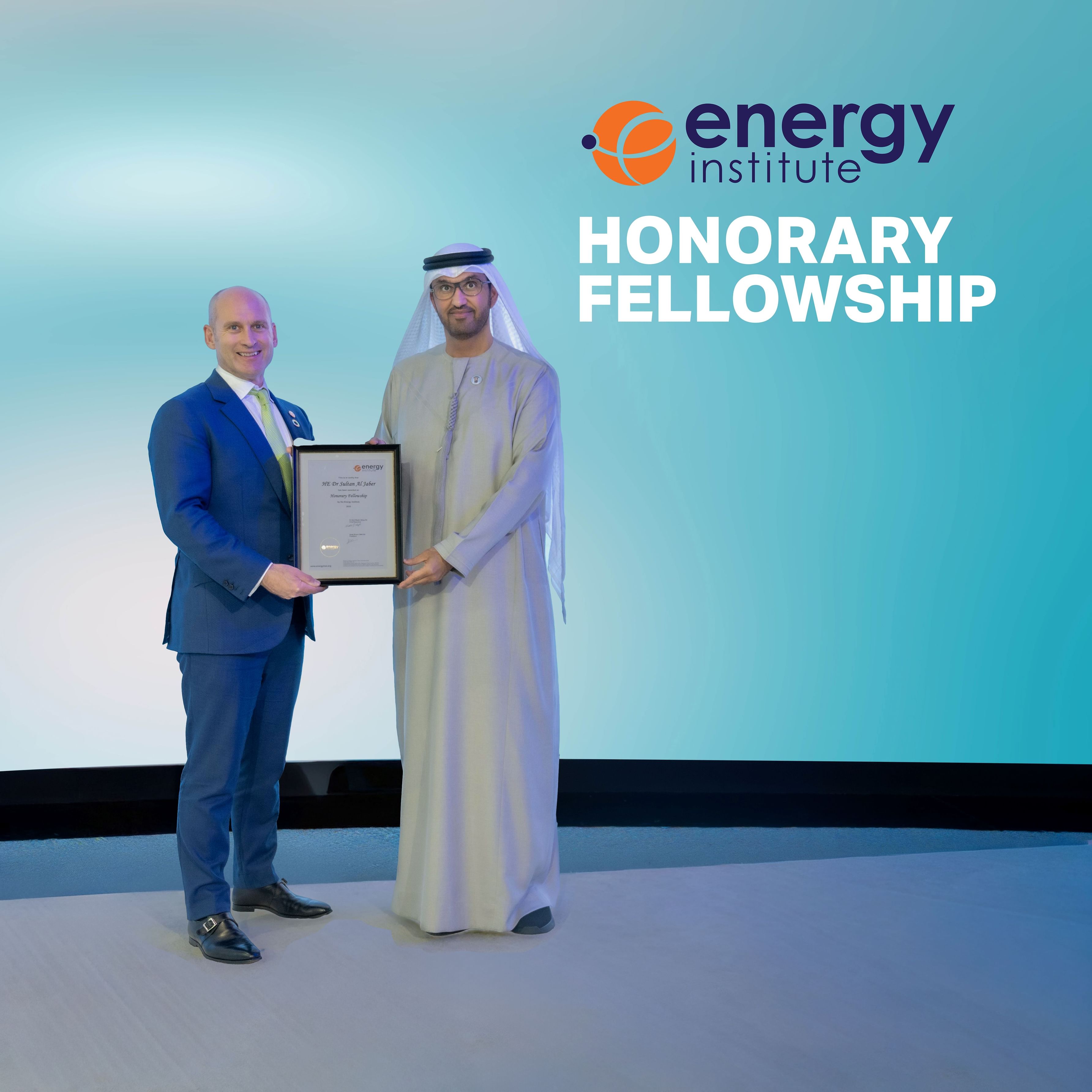 Sultan Al Jaber made Honorary Fellow of Energy Institute for leadership in energy, AI, economic growth