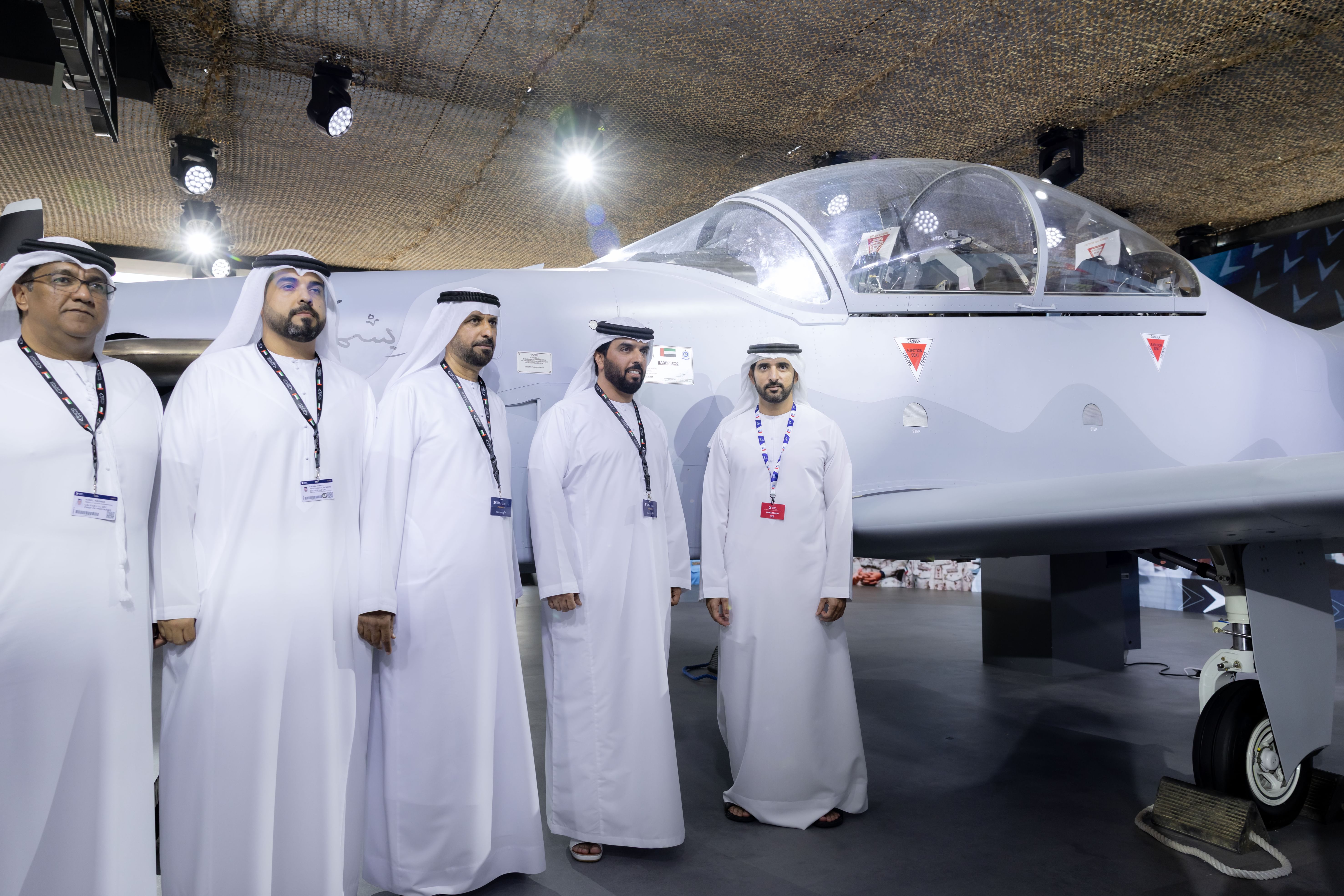Hamdan bin Mohammed reviews UAE-made Calidus B-250 aircraft at Dubai Air2025