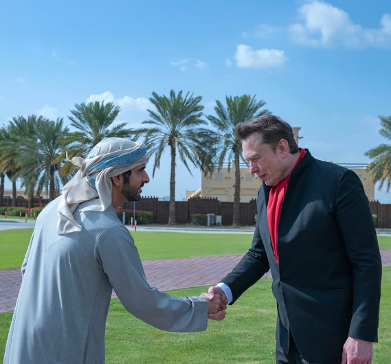 Dubai: Sheikh Hamdan takes Elon Musk for a drive in the city