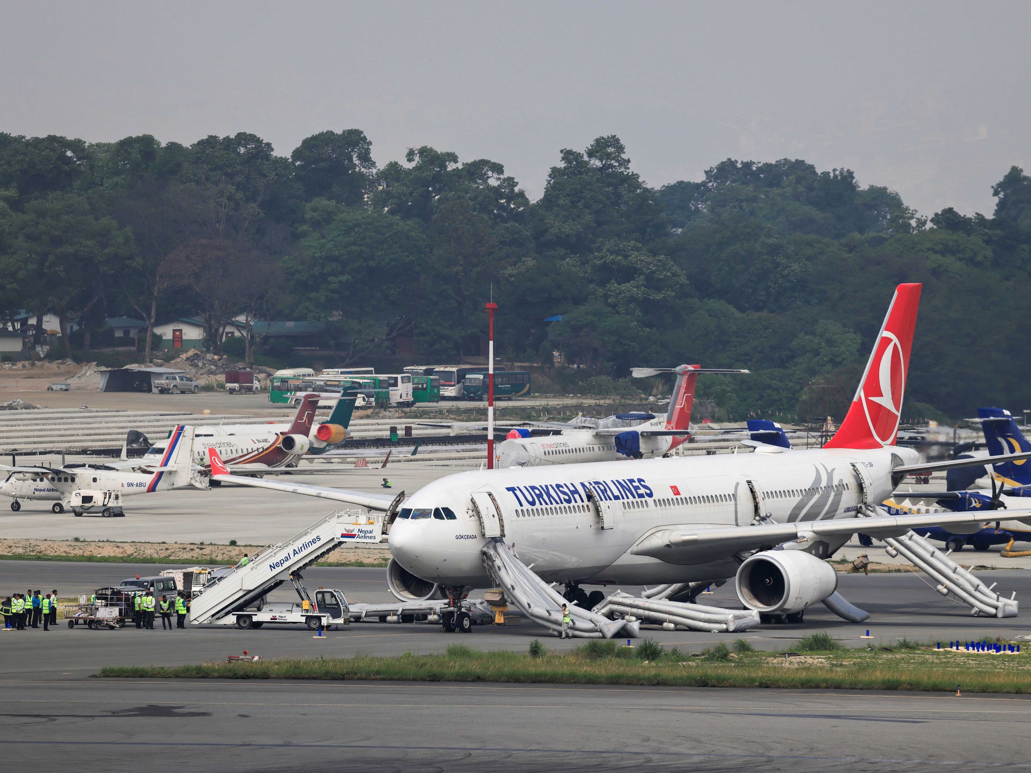Turkish Airlines plane evacuated due to tyre fire after landing in Kathmandu