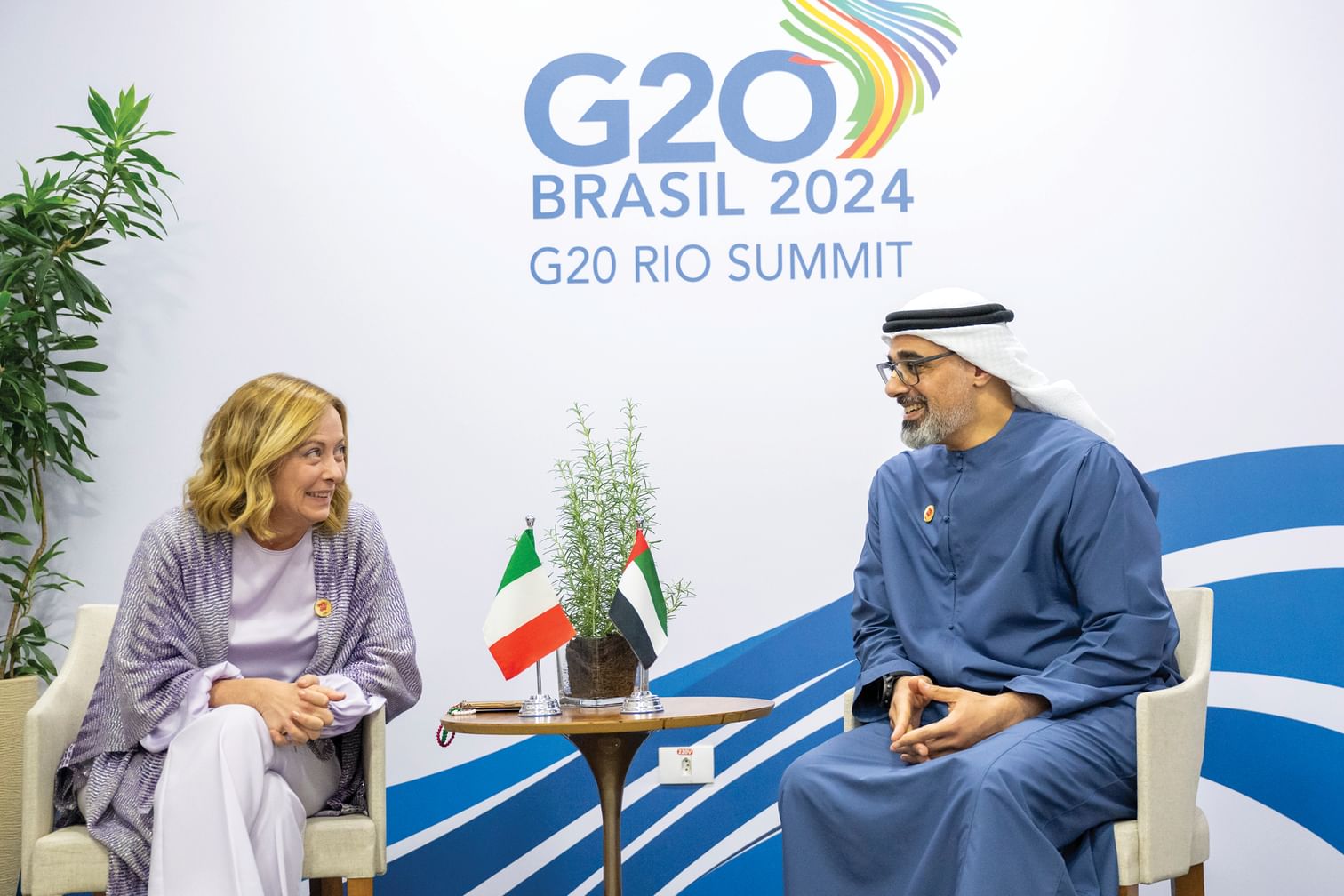 Crown Prince of Abu Dhabi holds discussions with Prime Minister of Italy at G20 summit