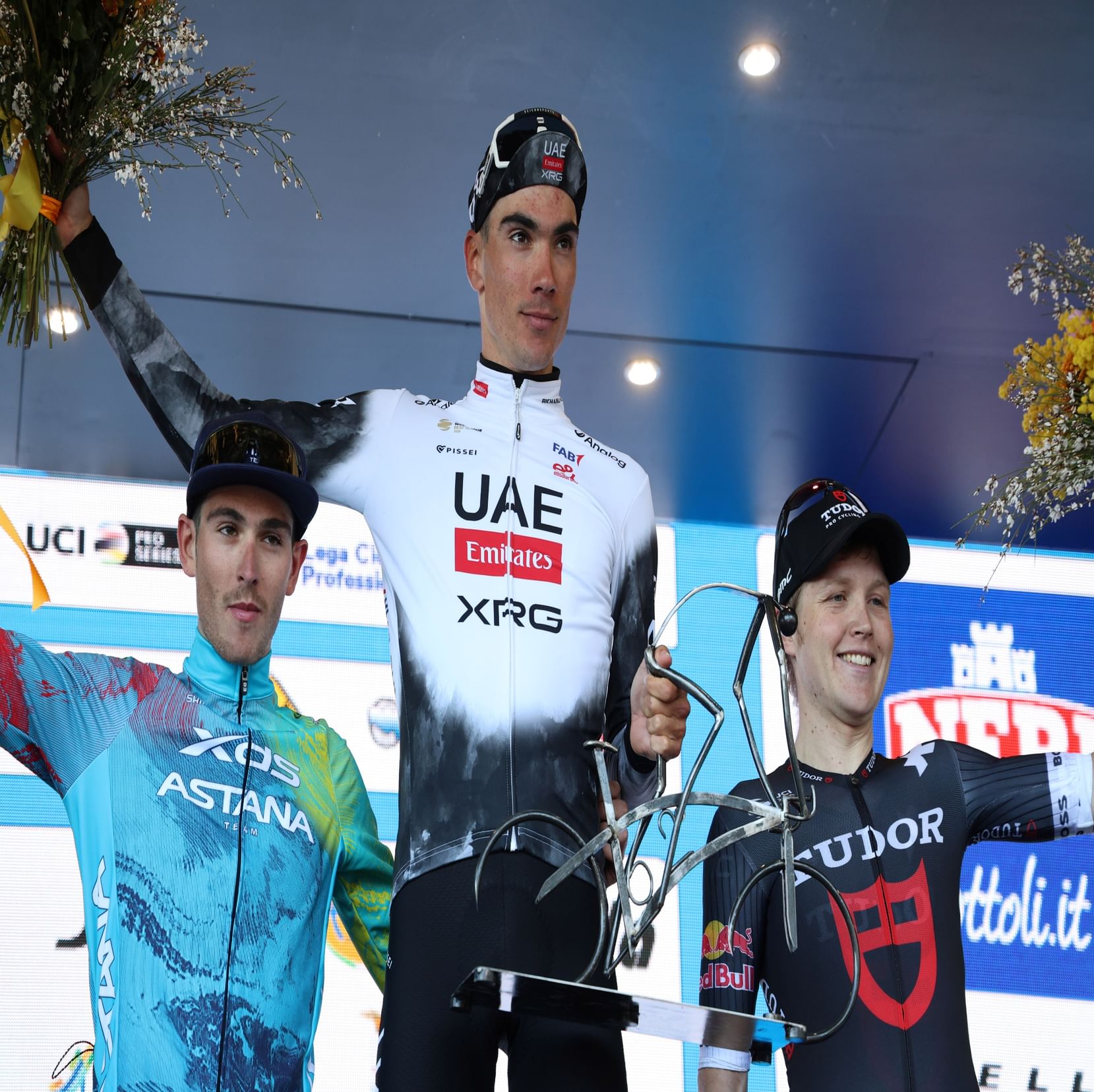 UAE Team Emirates-XRG rider Juan Ayuso sprints to Trofeo Laigueglia victory