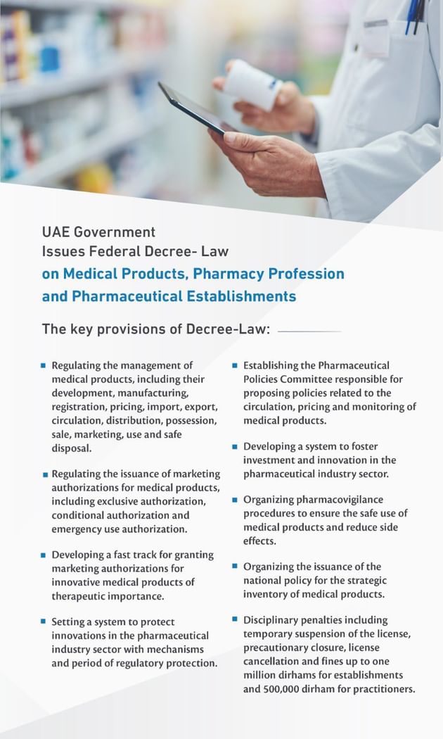 UAE Government issues Federal Decree-Law on medical products, pharmacy profession, pharmaceutical establishments 