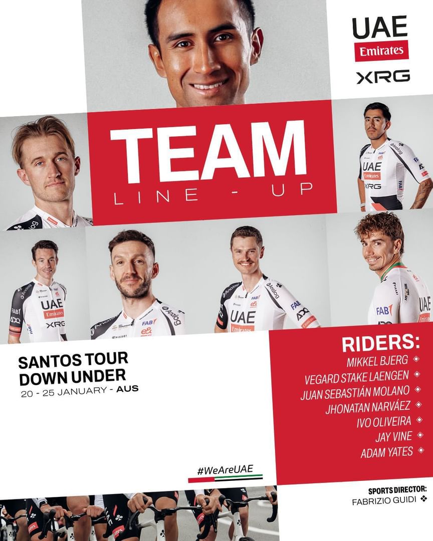 UAE Team Emirates-XRG announces lineup for Tour Down Under