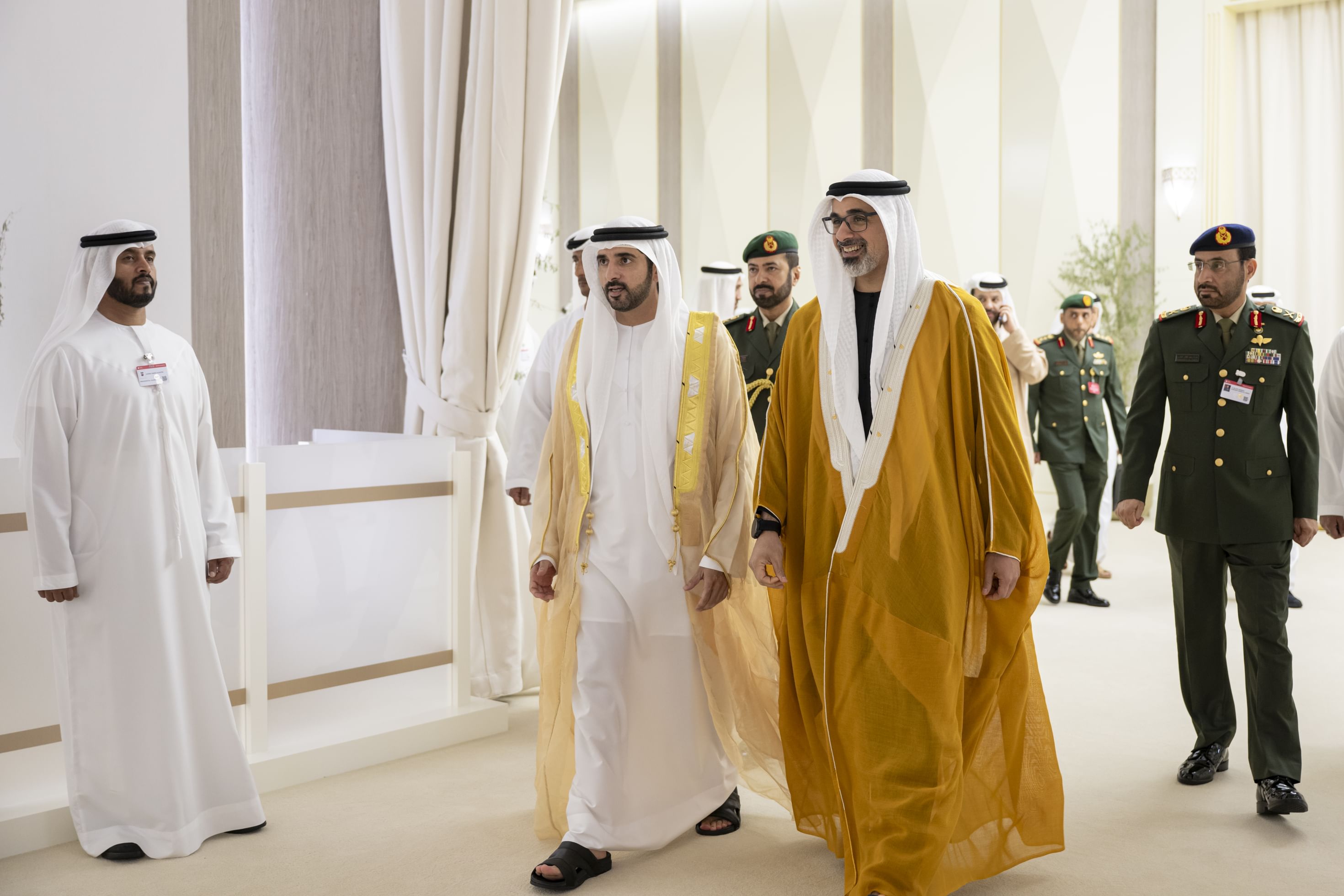 Khaled bin Mohamed bin Zayed, Hamdan bin Mohammed bin Rashid welcome delegations at Dubai Air2025