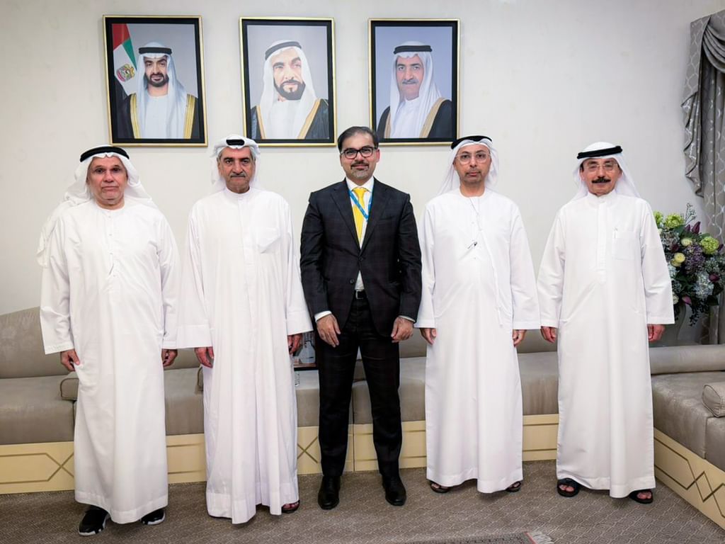 Hamad Al Sharqi receives Saleh Al Sharqi, National Bank of Fujairah Board