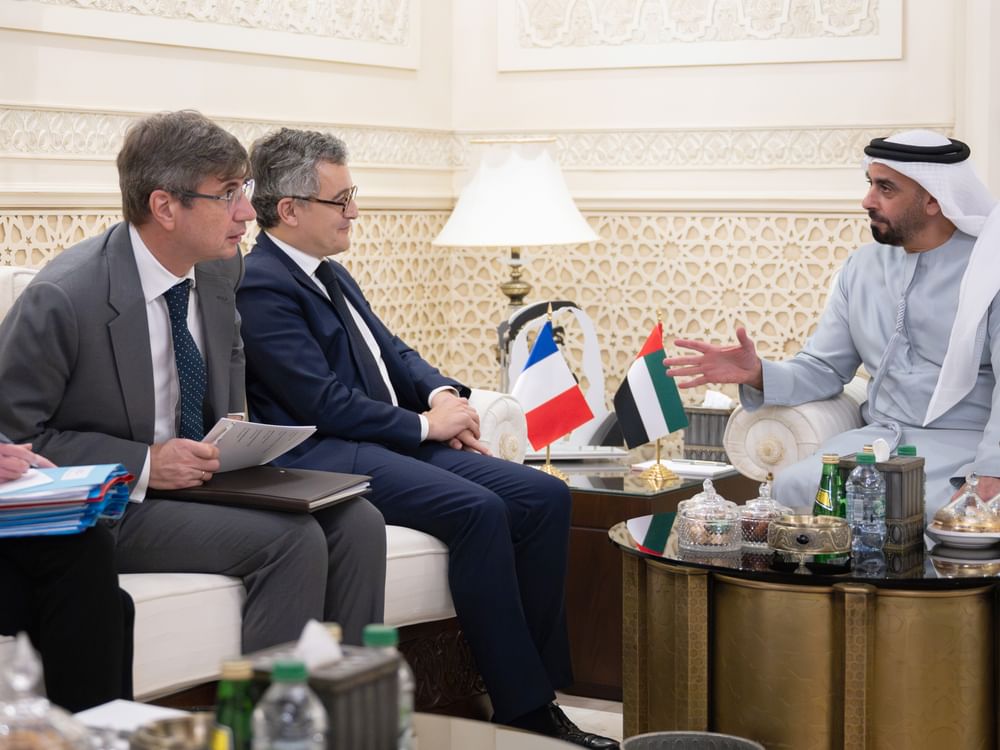 Saif bin Zayed meets with French Minister of Justice