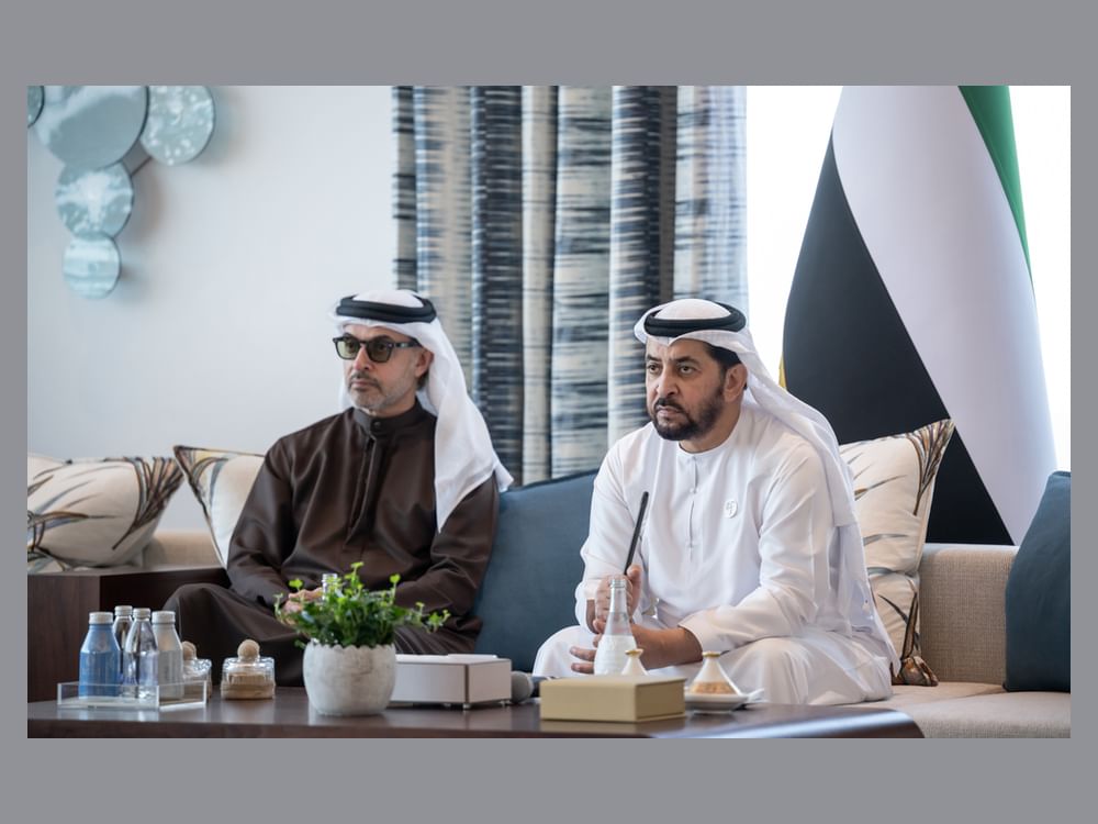 Hamdan bin Zayed receives Hazza bin Zayed in Barzat Al Dhanna Palace