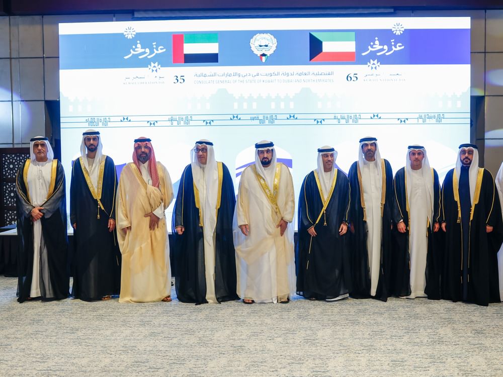 Ahmed bin Mohammed attends Kuwait’s National Day reception in Dubai