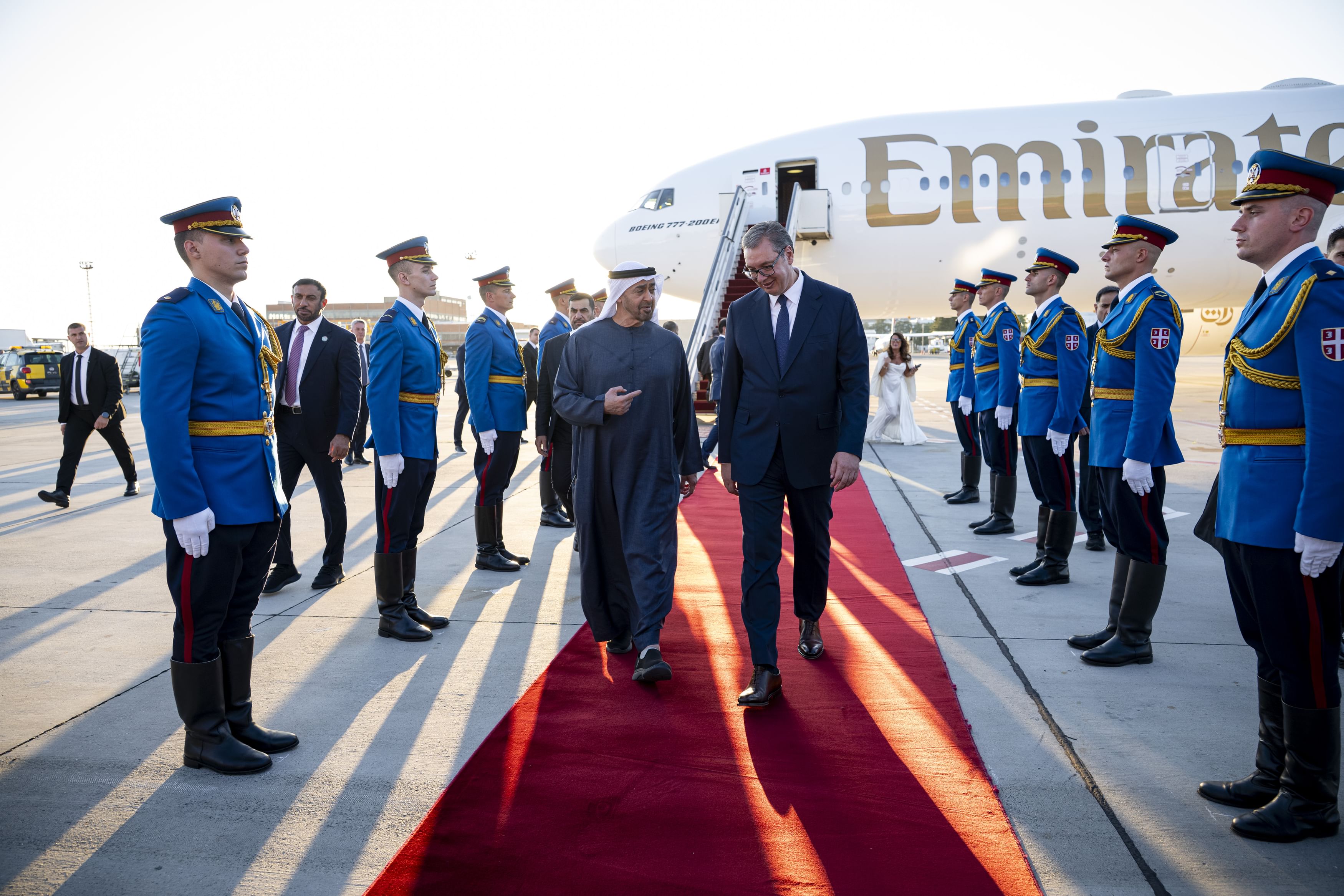 UAE President welcomed by Serbian President upon arrival in Serbia on working visit