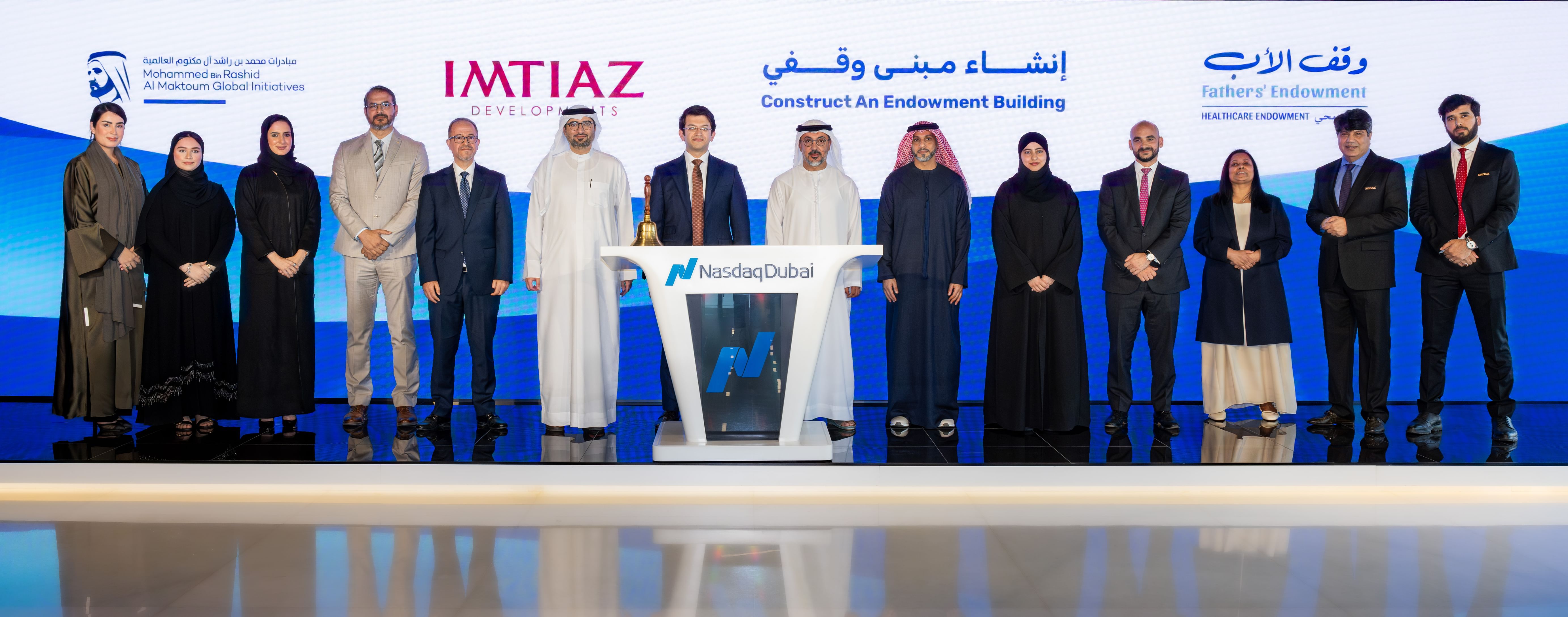 Imtiaz Developments rings Nasdaq Dubai’s bell to mark AED50 million contribution to Fathers’ Endowment campaign