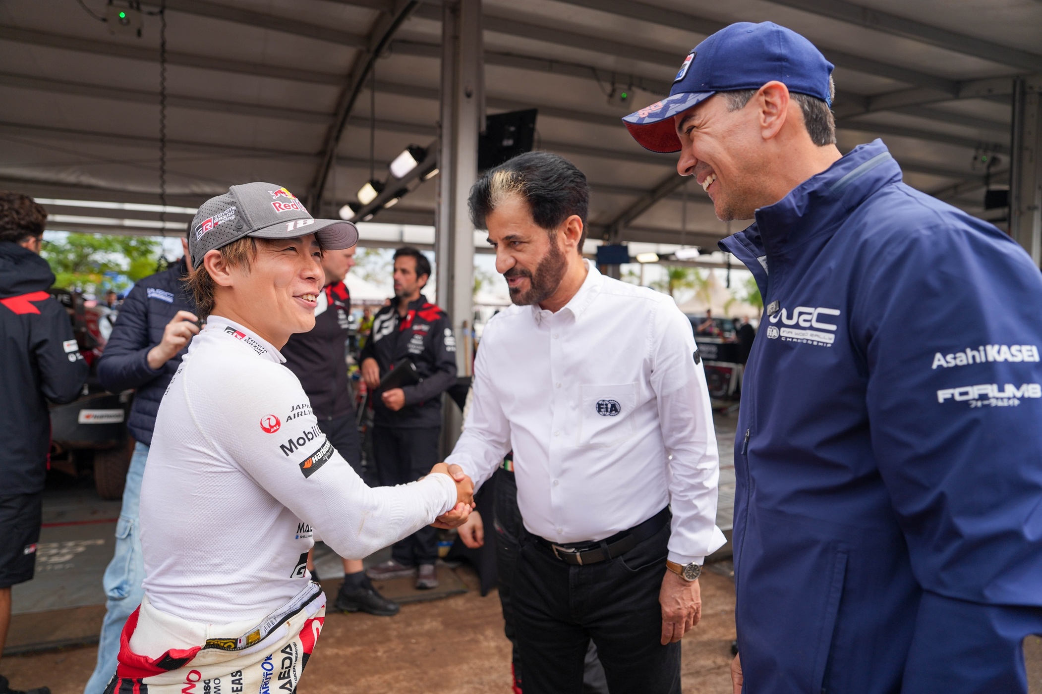 PARAGUAYAN PRESIDENT SANTIAGO PEÑA AND FIA PRESIDENT MOHAMMED BEN SUALYEM CELEBRATE THE START OF A NEW ERA OF RALLYING IN ENCARNACIÓN