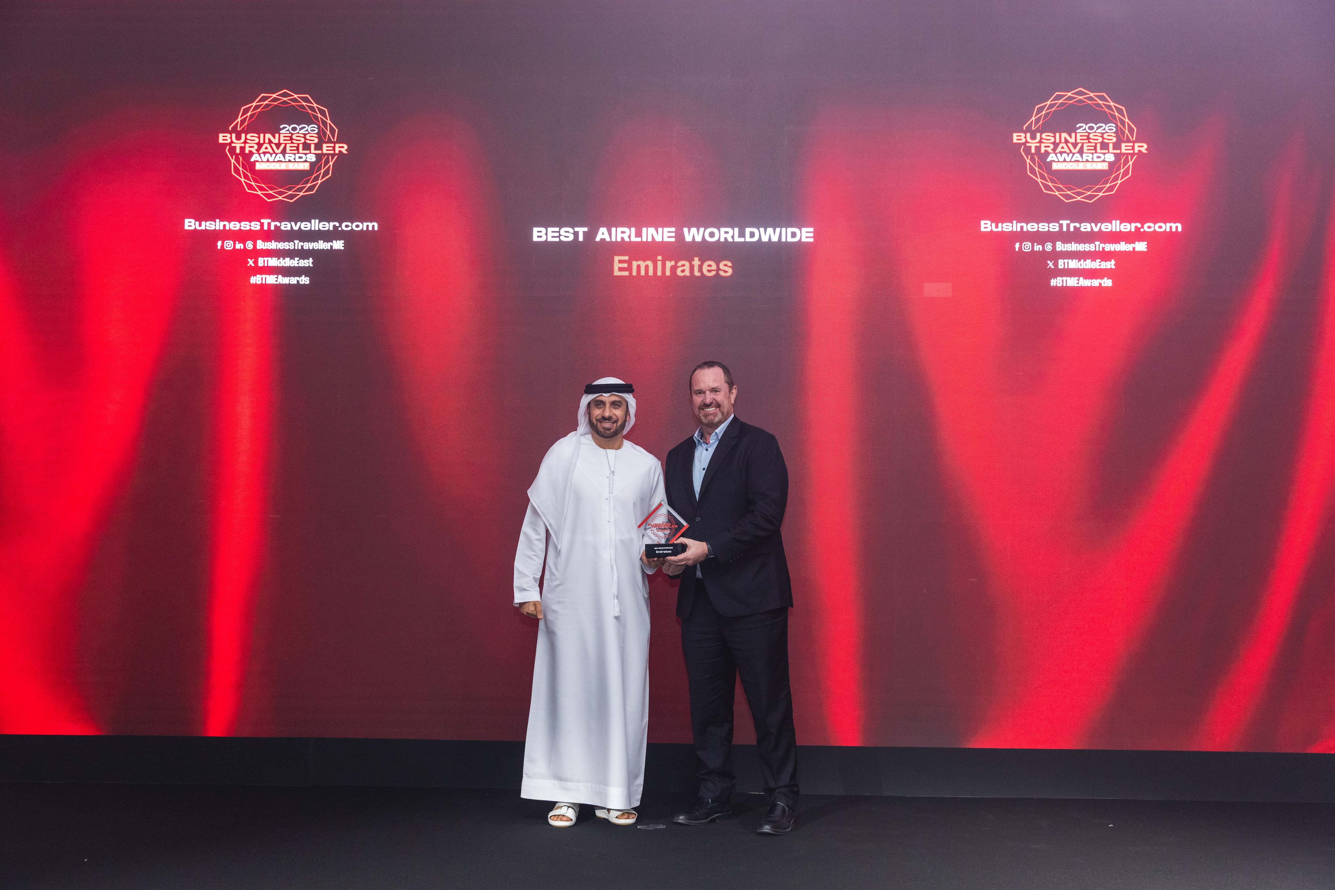 Emirates clinches Best Airline Worldwide at 2026 Business Traveller Middle East Awards